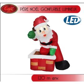 Pere Noel Gonflable lumineux dans Cheminée