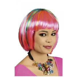perruque - gigi bob - fuchsia turquoise jaune