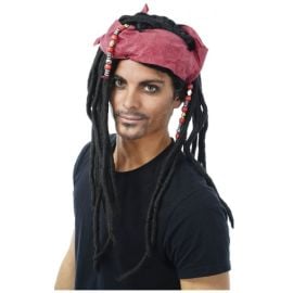 perruque - jack foulard rouge - rasta noire