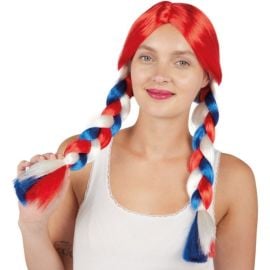 Perruque tresses - bleu, blanc, rouge