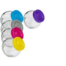 Petit bocal en verre avec couvercle multicolore