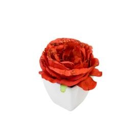 Petit pot de Rose rouge pailleté