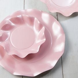 Petite assiette en carton pas cher Vague Rose 21cm