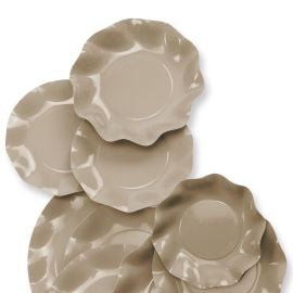 Petite Assiette en carton jetable Fleur Taupe 21cm