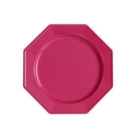 Petite assiette Octogonale plastique Fuchsia 18cm