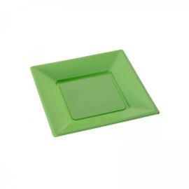 Assiette carrée plastique 18cm Vert anis