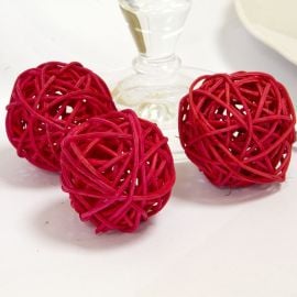 Petite boule en rotin Rouge