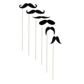 Photobooth moustaches noires - lot de 6