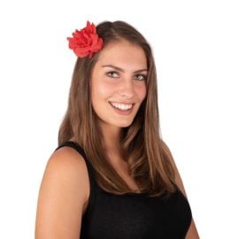 Pince à cheveux fleur rouge