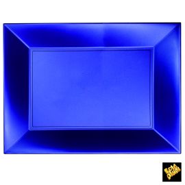 Plateau en plastique rectangulaire Bleu perlé