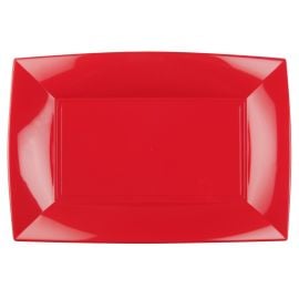 Plateau en plastique rectangulaire Rouge 34x23cm