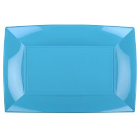 Plateau en plastique rectangulaire turquoise