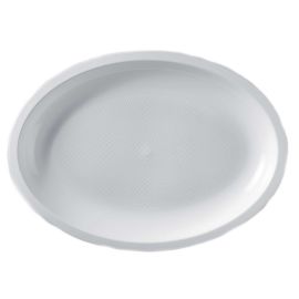Plateau jetable forme ovale Blanc 32cm