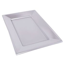 Plateau plastique rectangulaire Argent 34x23cm