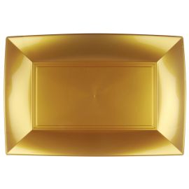 Plateau plastique rectangulaire Or 