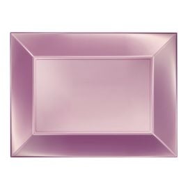 Plateau plastique rectangulaire Rose 34x23cm