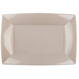 Plateau plastique rectangulaire Taupe 34x23cm