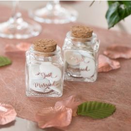 Pot encrier Just Married rose gold en verre transparent