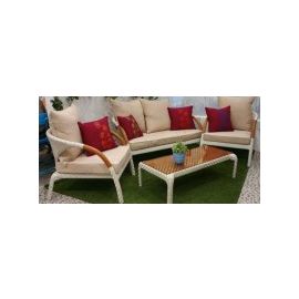 Salon de jardin San Pedro Blanc en résine tressée luxe 