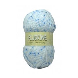 pelote de fil à tricoter Layette Fluorine Blanc Bleu
