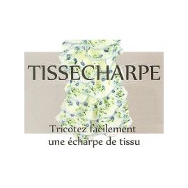 Pelote écharpe de tissu fleurs bleues et vertes