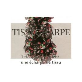 Pelote écharpe de tissu noir fleurs rouges