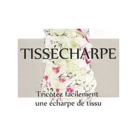 Pelote écharpe de tissu écru fleurs roses