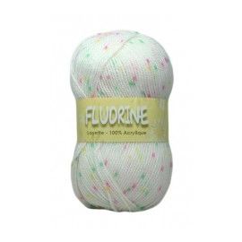 pelote de fil à tricoter chinée Fluorine Blanc Jaune Vert
