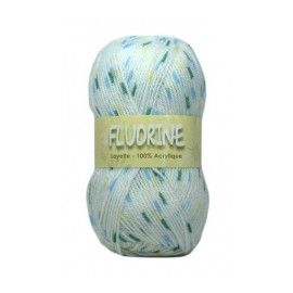 pelote de fil à tricoter Fluorine Blanc Vert Bleu