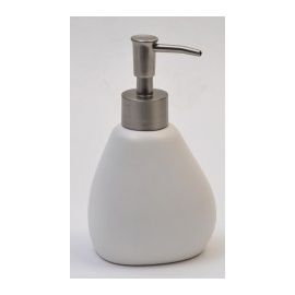 Distributeur à savon grès blanc mat inox