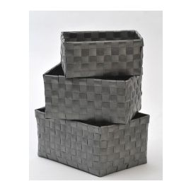 Set de 3 paniers tressés gris