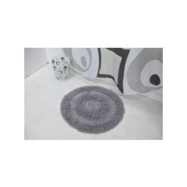 Tapis de bain chenille Gris Argenté rond