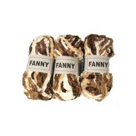 pelote de fil à tricoter chenille Fanny choco blanc x3