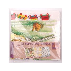12 Serviettes variées 3 motifs  Enfants 
