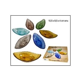 Boite de 6 coupelles en verre de couleur martelé