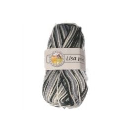 pelote de fil à tricoter Grundl Lisa gris blanc