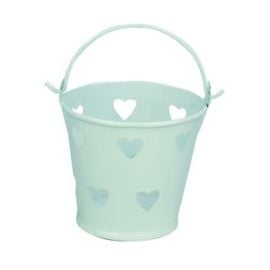 Mini seau métal Blanc + coeurs