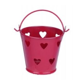 Mini seau métal Rouge + coeurs