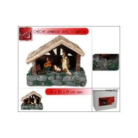 Crèche lumineuse + 3 santons