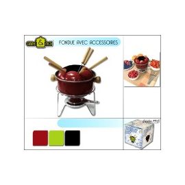 Set fondue en métal + 6 fourchettes inclues