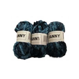 pelote de fil à tricoter chenille Fanny bleu nuit x3