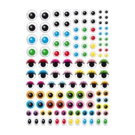 2 planches de gommettes Yeux couleurs