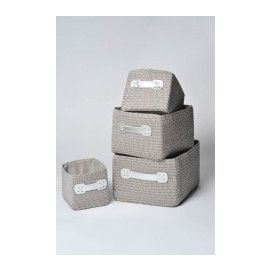 Set de 4 paniers rectangulaires gris