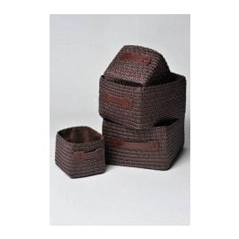 Set de 4 paniers rectangulaires Marron
