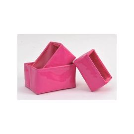 Set de 3 paniers rectangulaire PVC Rose