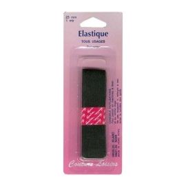 Élastique 25mm tissé souple noir 1m