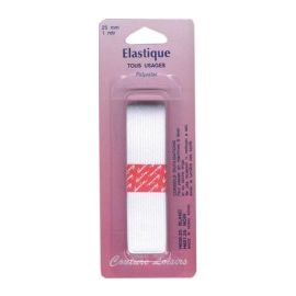 Élastique 25mm tissé souple blanc 1m