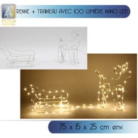 Renne lumineux 100 Nano LED Blanc chaud