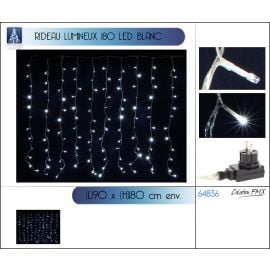 Rideau lumineux pas cher 180 LED Blanc Froid