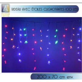 Achat Rideau lumineux de Noel 180 LED Bleu Clignotant - Badaboum